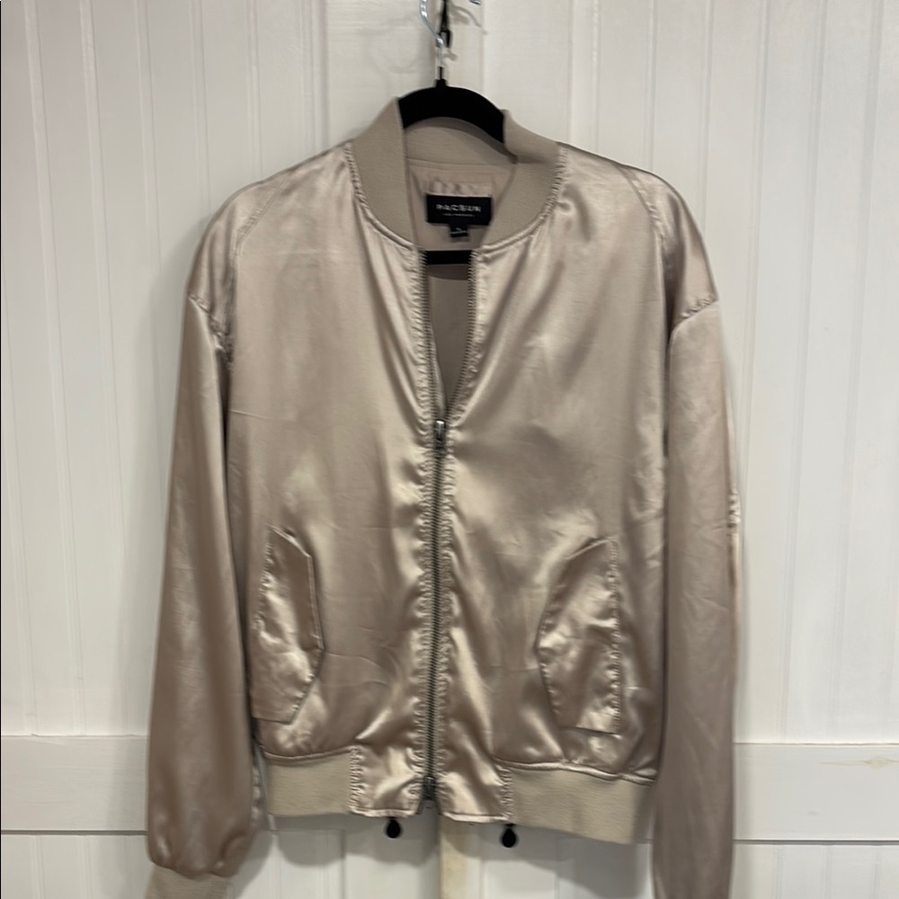 Pacsun unisex champagne Satin Bomber Jacket -  size S women’s M